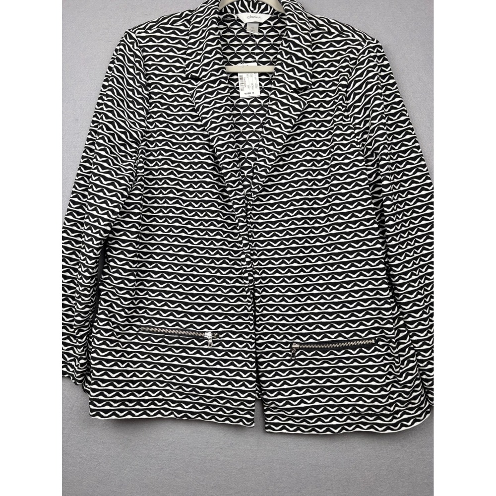 CJ Banks Blazer Womens 1X Geometric Print Zipper Pocket